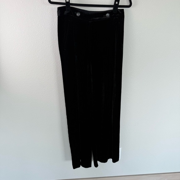 Poetry Wide Leg Silk Velvet Trouser Pants Black Business Casual Women’s Size 6 - Picture 2 of 11